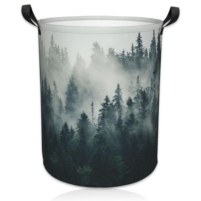 Naqiuli Misty Foggy Mountain Foldable Waterproof Laundry Hamper, 44 x 41 cm