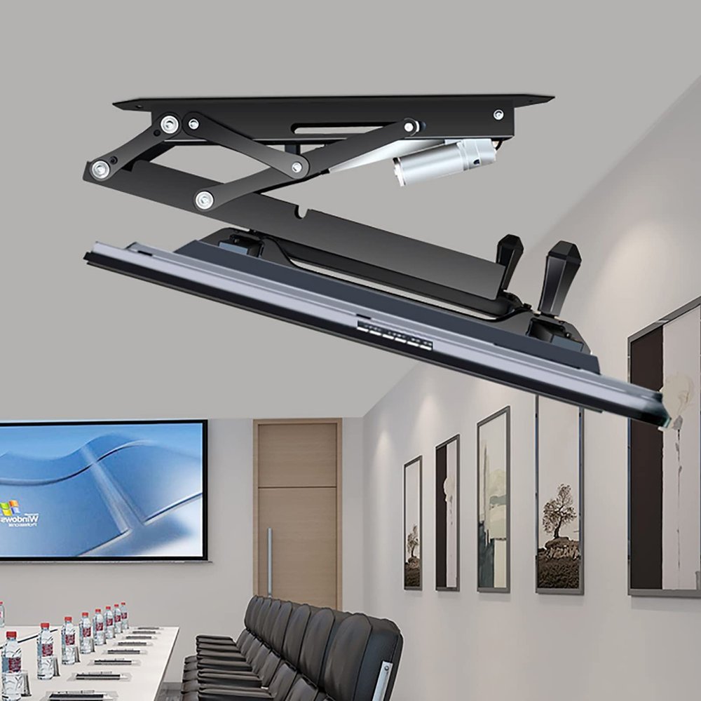 THEGA Hidden Folding TV Lift, Motorized Ceiling Mount, 0–85° Downward Tilting