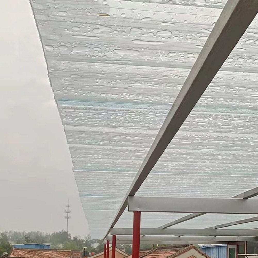 Clear Corrugated Roofing Panels, 2 mm FRP Daylight Sheets, Weatherproof/UV-Resistant, 0.9 x 1.2 m, 4-Pack