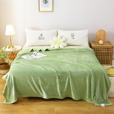 Hixingo Solid Color Plush Microfiber Fleece Blanket, Soft Sofa Throw, Green, 200 x 230 cm