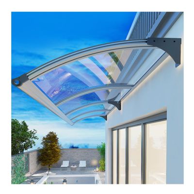 QWEASDF Transparent Polycarbonate Aluminum Door Canopy, UV Protection, Self-Cleaning, 100 x 250 cm