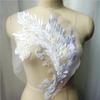 Lace Embroidery Sequin Feather Applique for Sewing, Purple/Silver view 3