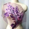 Lace Embroidery Sequin Feather Applique for Sewing, Purple/Silver view 4