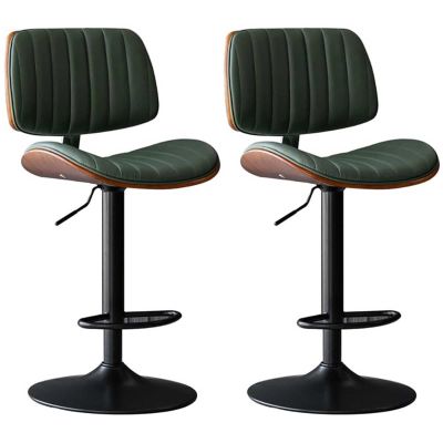 Leomix Set of 2 Swivel Walnut Wood Bar Stools with Backrests and Footrests, Adjustable Height, 136 kg Capacity