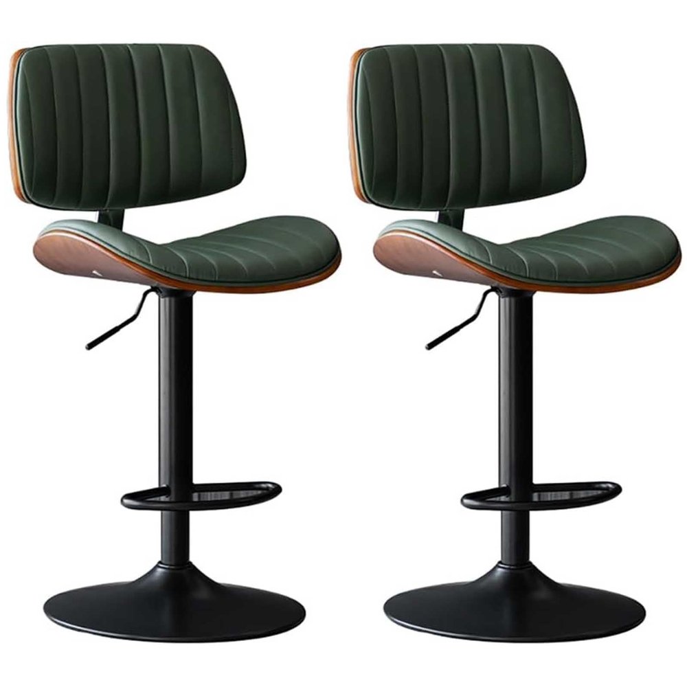Leomix Set of 2 Swivel Walnut Wood Bar Stools with Backrests and Footrests, Adjustable Height, 136 kg Capacity