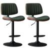 Leomix Set of 2 Swivel Walnut Wood Bar Stools with Backrests and Footrests, Adjustable Height, 136 kg Capacity view 1