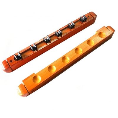 SPUZZO Wooden Pool Cue Rack, 6-Hole Wall-Mounted Display Rack, for Family, Club, or Billiard Room (Color: B)