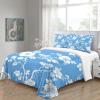 White Floral 3D-Printed Duvet Cover Set on Sky Blue, 3-Piece, Soft Microfiber, Super King 260 x 220 cm view 4