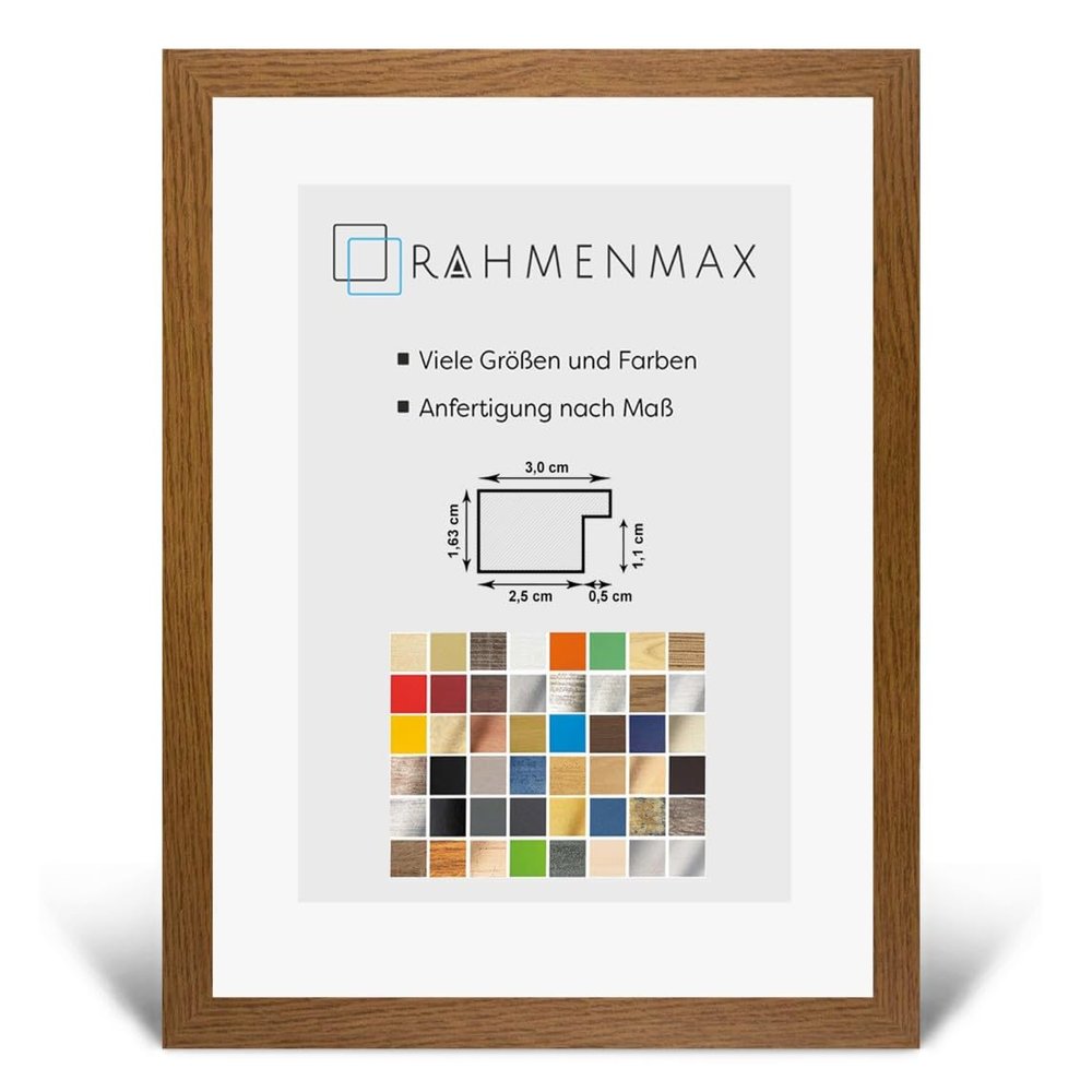 Morena MDF Frame for 33 x 46 cm Picture, Rustic Oak Decor, Acrylic Glass