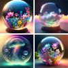 5D Full Drill Diamond Painting Set, 4-Pack, Square Jellyfish Designs, 25 x 25 cm view 1