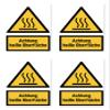 Stickers: 150 x 100 mm, 4 pcs – Warning: Hot Surface, German Text, Yellow/Black, Portrait – W017 view 1