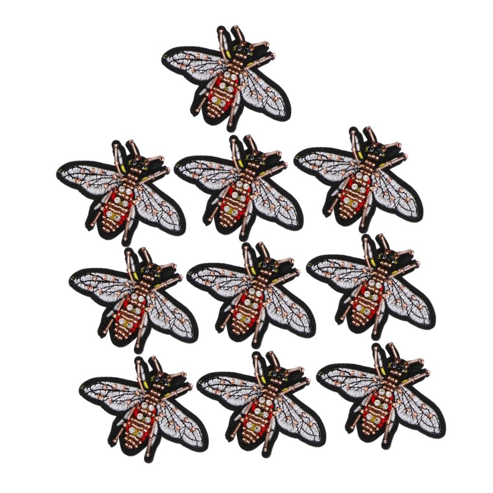 DIY Bead-Embroidered Bee Patches, 10 Pieces