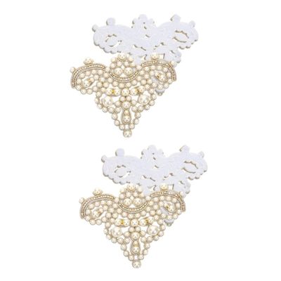 SHINEOFI 4-Piece Pearl Shoe Appliqué Patches for Clothing and Hats