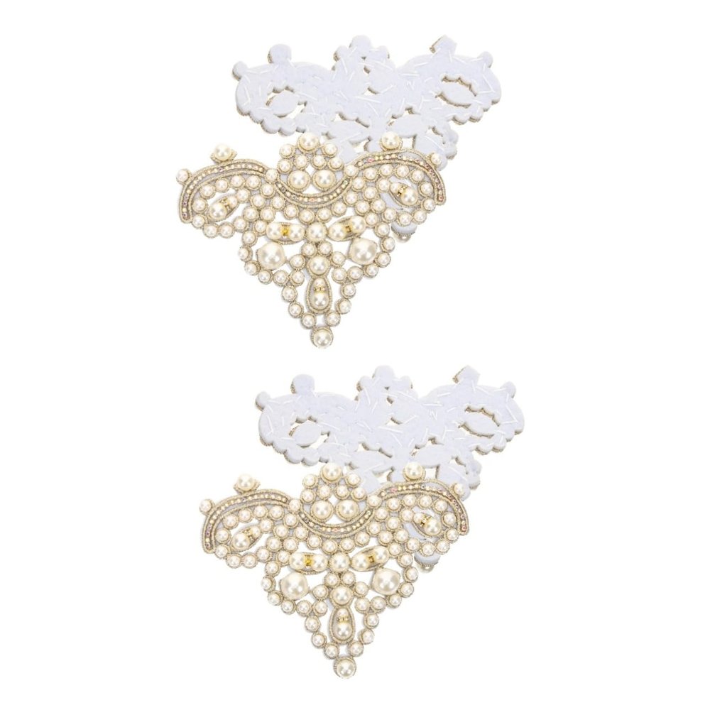 SHINEOFI 4-Piece Pearl Shoe Appliqué Patches for Clothing and Hats