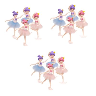 ifundom 3 Sets of Ballet Girl Cake Figurines, Dancing Statues for Birthday and Home Decor, 12 Pieces