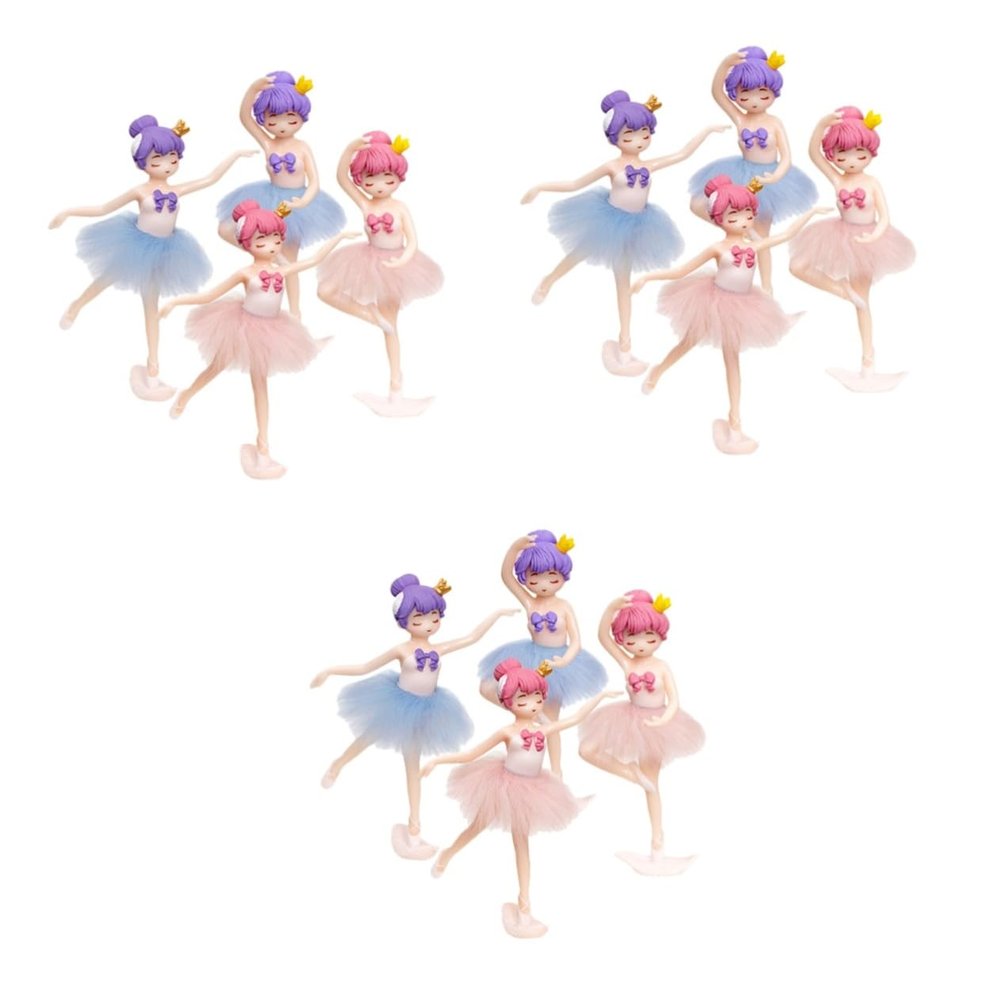 ifundom 3 Sets of Ballet Girl Cake Figurines, Dancing Statues for Birthday and Home Decor, 12 Pieces
