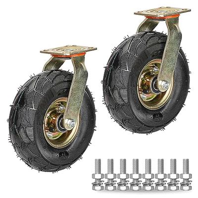 Heavy-Duty Replacement Rubber Casters, 200/250 mm Wheels, 2-Pack
