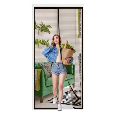 Magnetic Insect Screen Door, No-Drill Adhesive Mount, 120 x 215 cm, Black