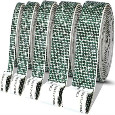 Self-Adhesive Crystal Rhinestone Trim, Dark Green, 14 Rows (30 mm)