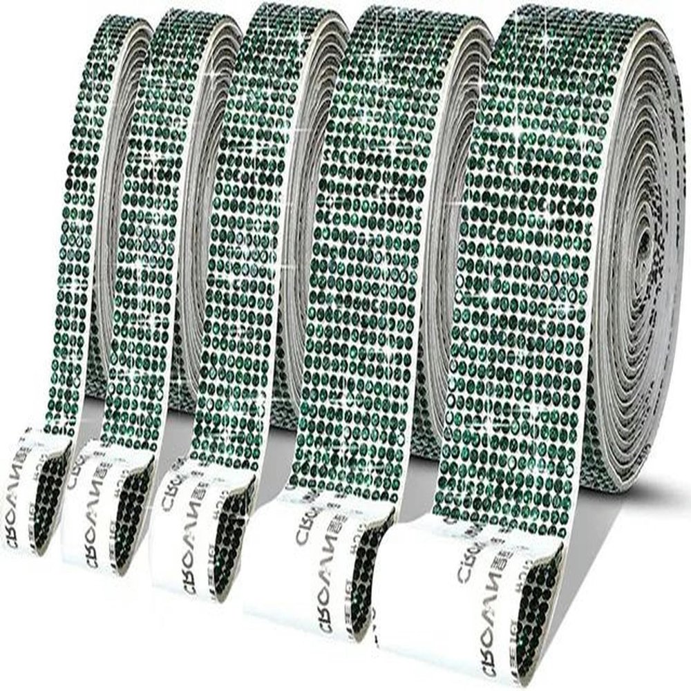 Self-Adhesive Crystal Rhinestone Trim, Dark Green, 14 Rows (30 mm)