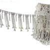 1 Yard Gold Crystal-Style Handmade Rhinestone Fringe Trim view 2