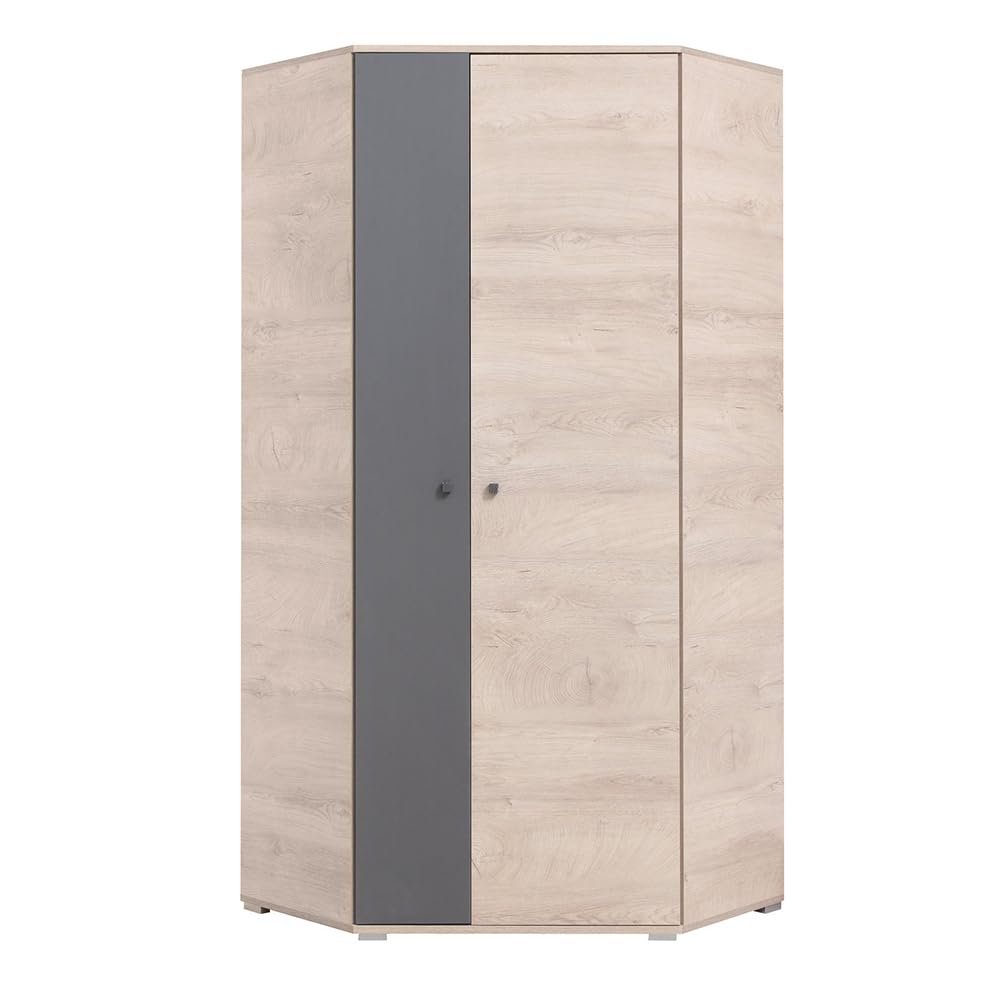 Lomadox Corner Wardrobe, 90 cm, Oak/Anthracite