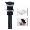 Black Retro Brass Sink Drain Assembly Without Overflow, 1 1/4-Inch Push-Down view 2