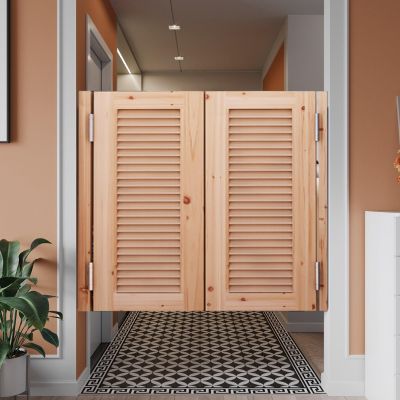 Oracra Unpainted Wooden Saloon Swinging Doors for Kitchen, W105 x H90 cm
