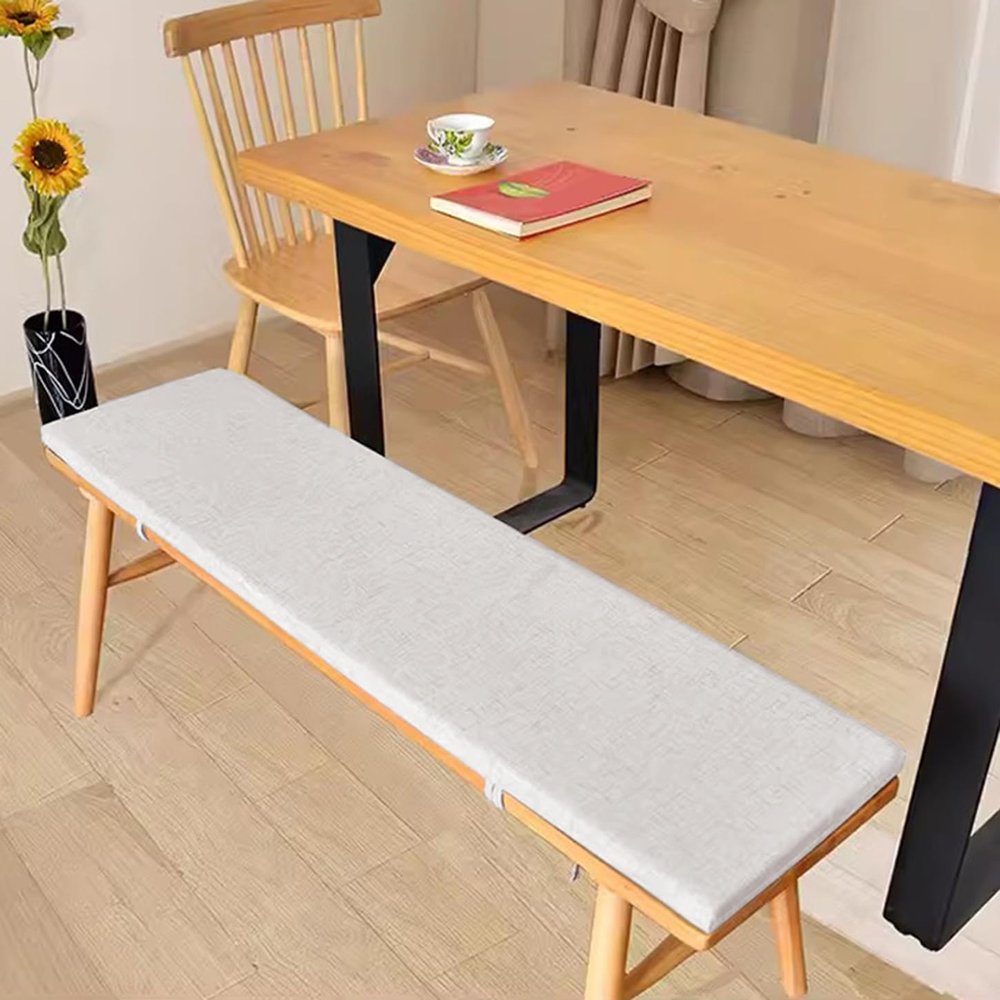 Thick Seat Cushion for Garden Bench, 2/3-Seater, 100/120 cm, 150 x 45 x 5 cm, White