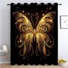 2-Piece Curtain Set, 245 x 140 cm Each, Gold Butterfly & Starry Sky Pattern, Blackout Thermal Curtains with Grommets view 1