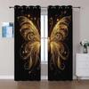 2-Piece Curtain Set, 245 x 140 cm Each, Gold Butterfly & Starry Sky Pattern, Blackout Thermal Curtains with Grommets view 2