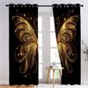 2-Piece Curtain Set, 245 x 140 cm Each, Gold Butterfly & Starry Sky Pattern, Blackout Thermal Curtains with Grommets view 4