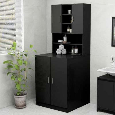 Camerina Black Washing Machine Cabinet 70.5 x 25.5 x 90 cm