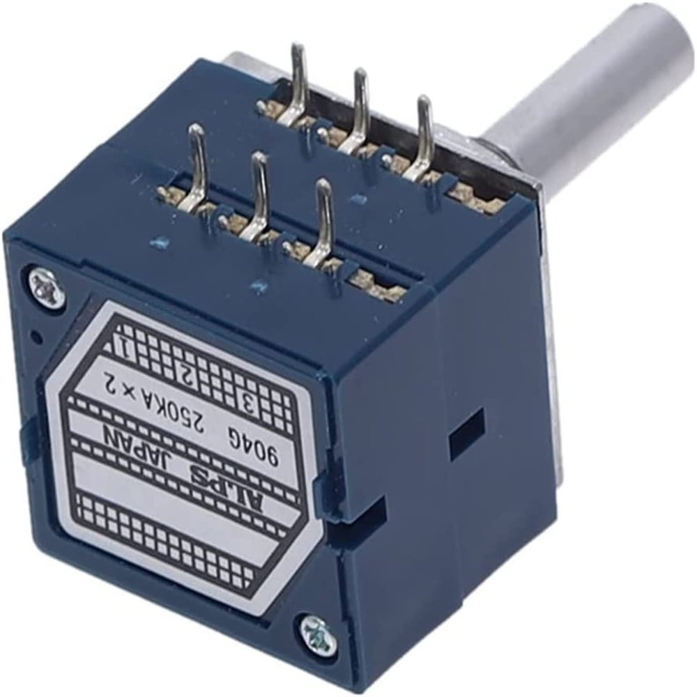 BIQSYVTM 250K ALPS RK27 Dual Volume Potentiometer, 6-Pin Slotted Shaft, 10–500KΩ A×2