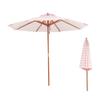 270 cm Patio Umbrella, Pink and White Striped Wooden Market Umbrella with Pulley, UV Protection view 1