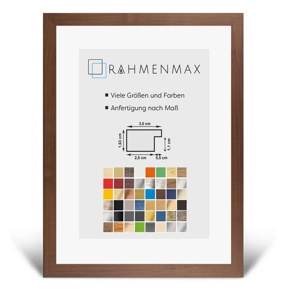 Morena MDF Picture Frame 31 x 46 cm, Dark Walnut, Acrylic Glass
