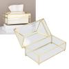 YLSZHYR Decorative Glass Tissue Box with Gold Frame view 1