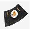 GANDUNQI Irregular Faux Leather Placemats, Fan-Shaped, Black, Set of 6 view 1