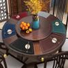 GANDUNQI Irregular Faux Leather Placemats, Fan-Shaped, Black, Set of 6 view 2