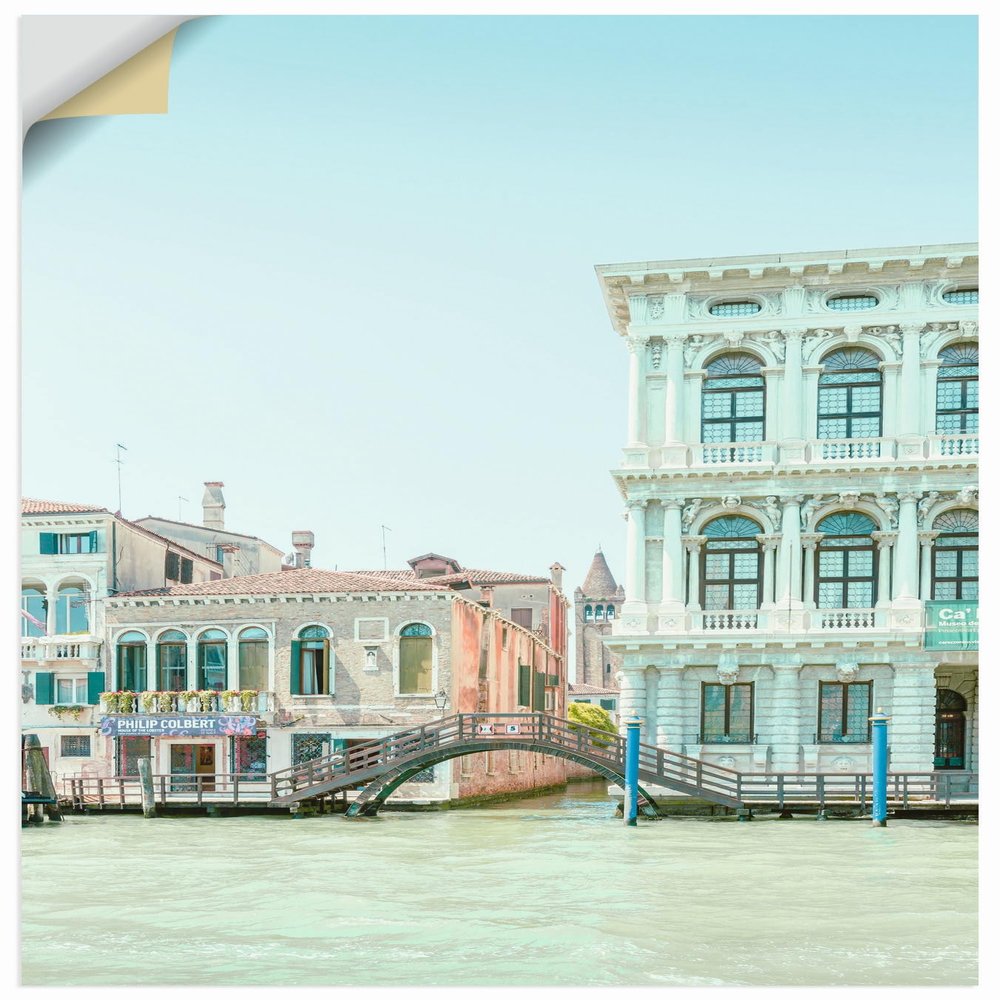 ARTland Wall Decor Self-Adhesive Vinyl Wall Mural 80 x 120 cm Venice Old Town, Houses, Canal, Bridge, Architecture, Ca' Rezzonico U5FL