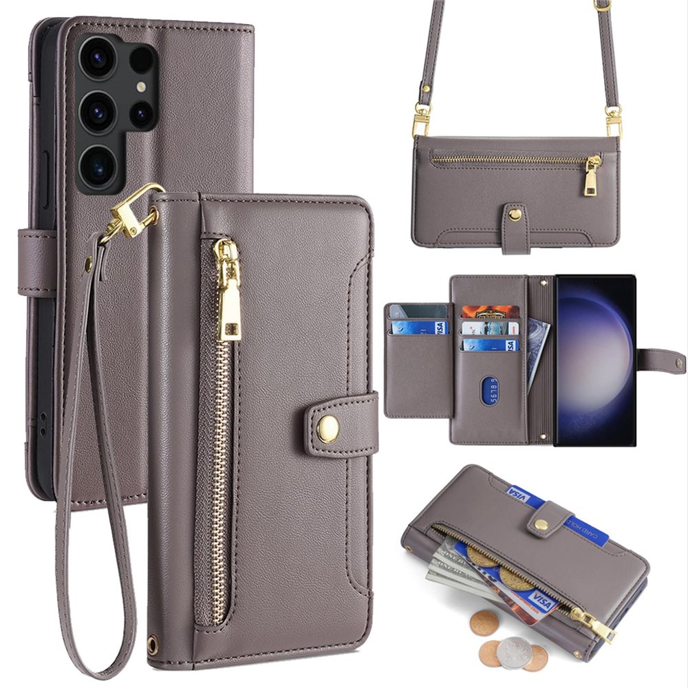Phone Lanyard Case for Samsung Galaxy S23 Ultra, Gray