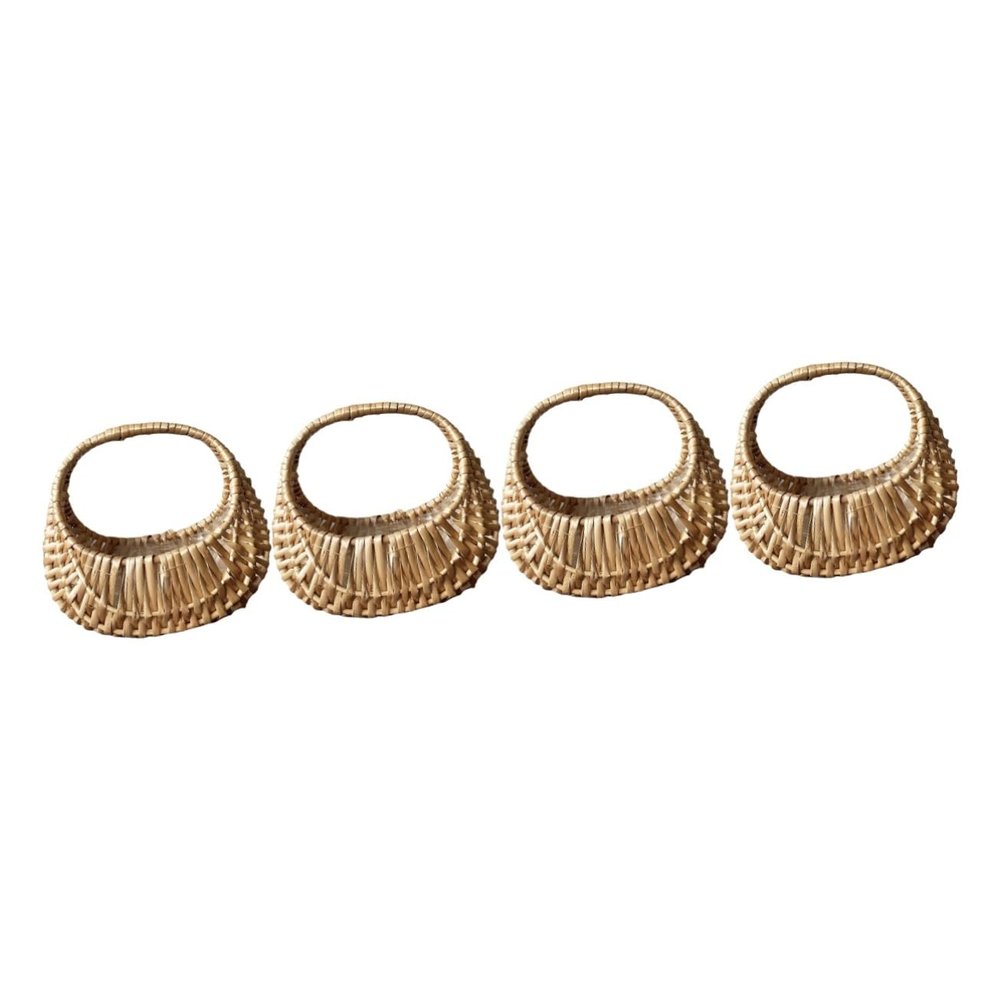 MAGICLULU 4-Piece Handwoven Rattan Flower Baskets, Portable Rustic Baskets for Weddings, Decor, and Storage