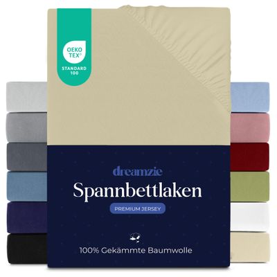 Dreamzie - Fitted Sheet - 80 x 200 cm - 100% Combed Cotton - Jersey