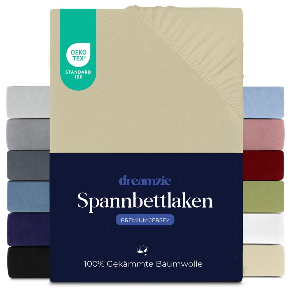 Dreamzie - Fitted Sheet - 80 x 200 cm - 100% Combed Cotton - Jersey