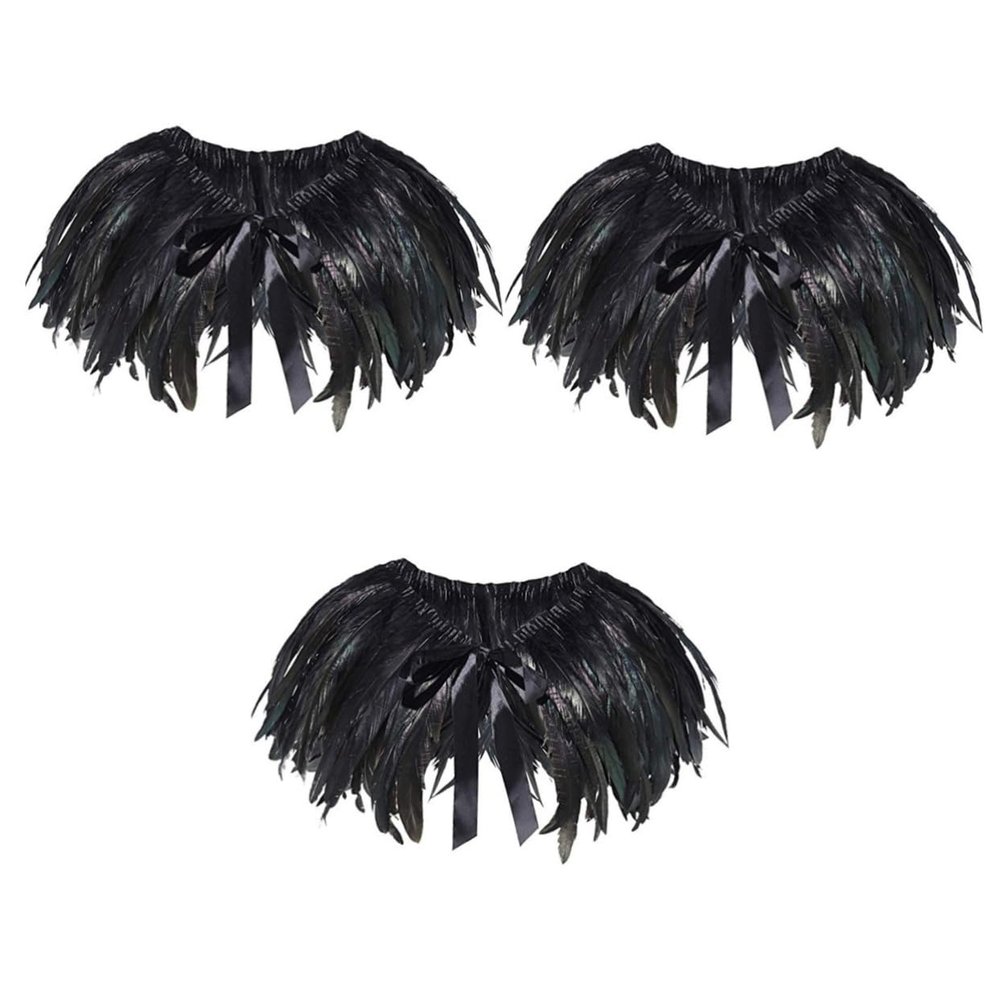 VALICLUD 3-Piece Gothic Feather Cape with Green Accents for Cosplay, Halloween, and Evening Wear
