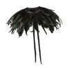 VALICLUD 3-Piece Gothic Feather Cape with Green Accents for Cosplay, Halloween, and Evening Wear view 2