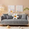 Treer Velvet Non-Slip Sofa Cover, Banana Leaf Jacquard, Light Gray, 90 x 90 cm view 2