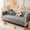 Treer Velvet Non-Slip Sofa Cover, Banana Leaf Jacquard, Light Gray, 90 x 90 cm view 3