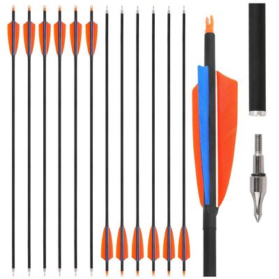 SHARROW 6-Piece 32-Inch Carbon Arrows, Spine 500, 4-Inch Natural Feathers, for Recurve and Compound Bows, Orange
