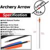 SHARROW 6-Piece 32-Inch Carbon Arrows, Spine 500, 4-Inch Natural Feathers, for Recurve and Compound Bows, Orange view 3